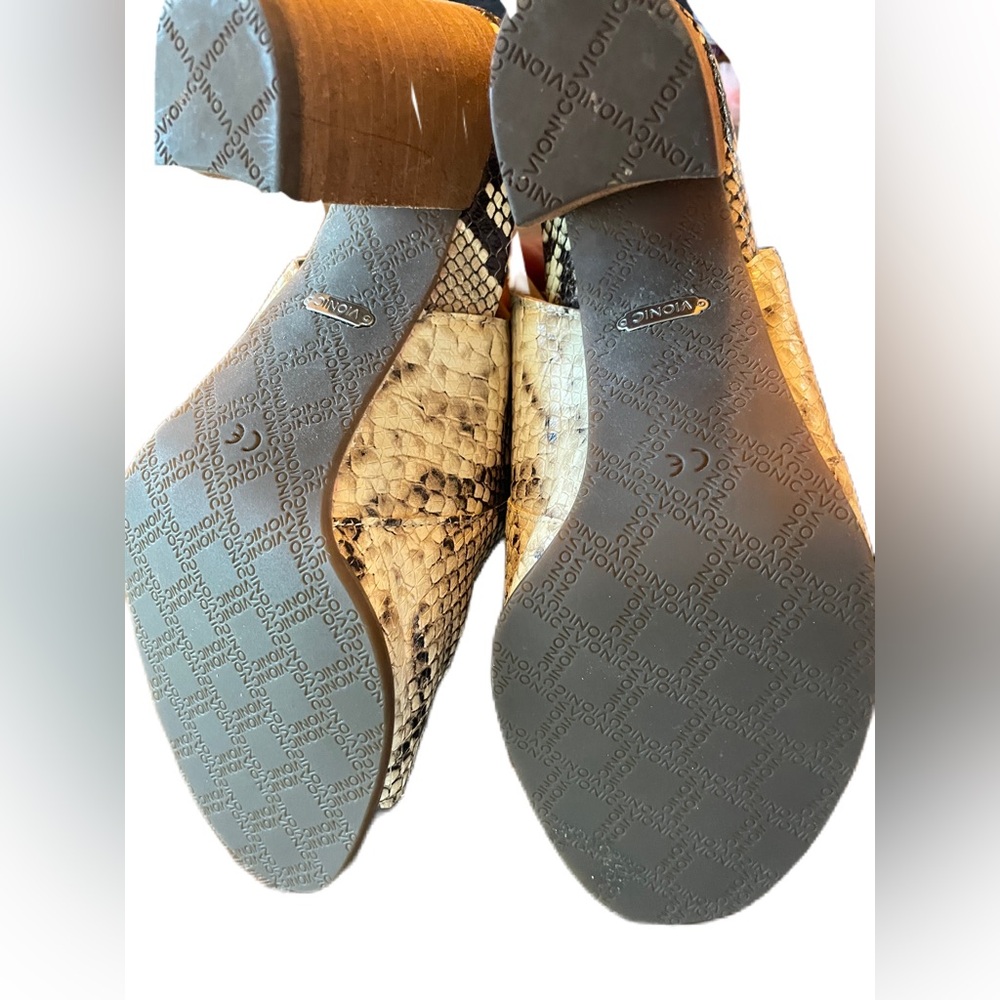 Vionic “Blakey Booties” -Snakeskin Open-Toe Block Heel Shoes - Picture 5 of 7